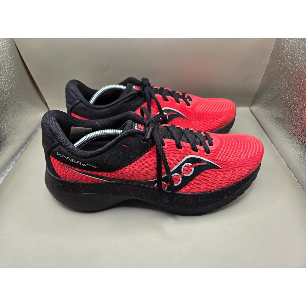 Saucony Kinvara Pro Black Men Run Shoes Men's 12 Red Running Athletic Sneakers